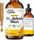 Wild & Organic St Johns Wort Tinktur - Mood Support - Calming St John 's Wort Supplement - Hypericum Perforatum Herbal Liquid Drops - Vegan, Sukker & Alkohol Free - 4 fl oz