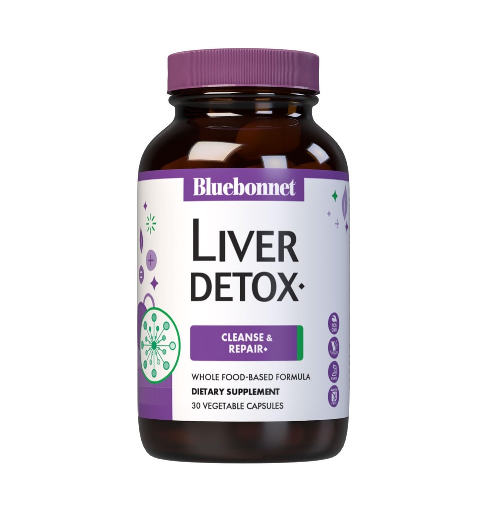 Bluebonnet Nutrition Lever Detox, Leversundhed *, Antioxidant Protection *, Soy- Free, Gluten- Free, Kosher Certified, Non-GMO, Dairy- Free, 30 Vegetabilske kapsler, 30 Servere