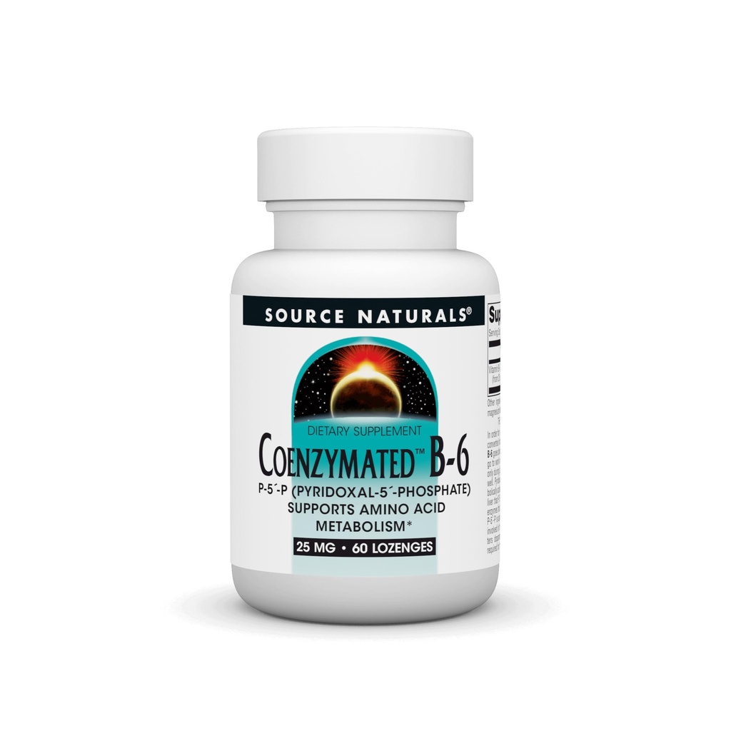 Source Naturals Coenzymated B- 6 25mg P- 5 Pyridoxal- 5 Phosphat Fast- Active, Quick Opløs Vitamin Understøtter Aminosyre Metabolisme * - 60 Lozenges