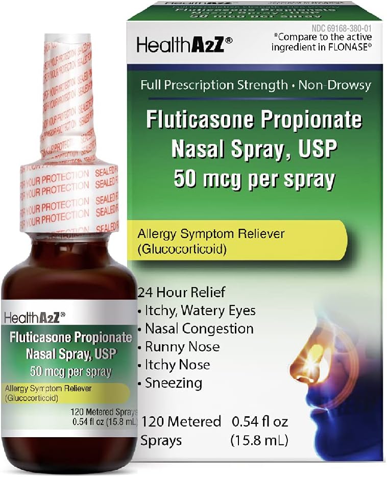 HealthA2Z Fluticasonpropionat Nasal spray, 24 timers allergilindring, 120 spray, 0, 54 fl oz