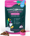 Hud & Coat Kosttilskud til hunde 124; Hund klø hud relief & fremmer skinnende hud Coat for hunde 124; Rig i Omega 3 All- Natural Ingredients Tasty Kibble Hund Topper Budd124; 60 Count Pack