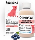 Genexa Children 's Clean Acetaminophen Mea124; Pediatrician Foretrukne Ingredienser Mea 124; Pain & Fever Reducer for Kids Measures 124; Dye Free, 0% Kunstige Additiver Measures 124; Age 2- 11, Delicious Organic Blueberry Liquid, 4 fl oz