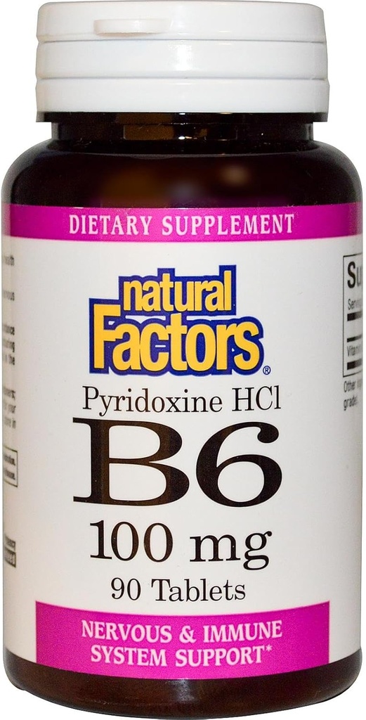B - 6 Pyridoxin HCL 100mg naturlige faktorer 90 Tabs