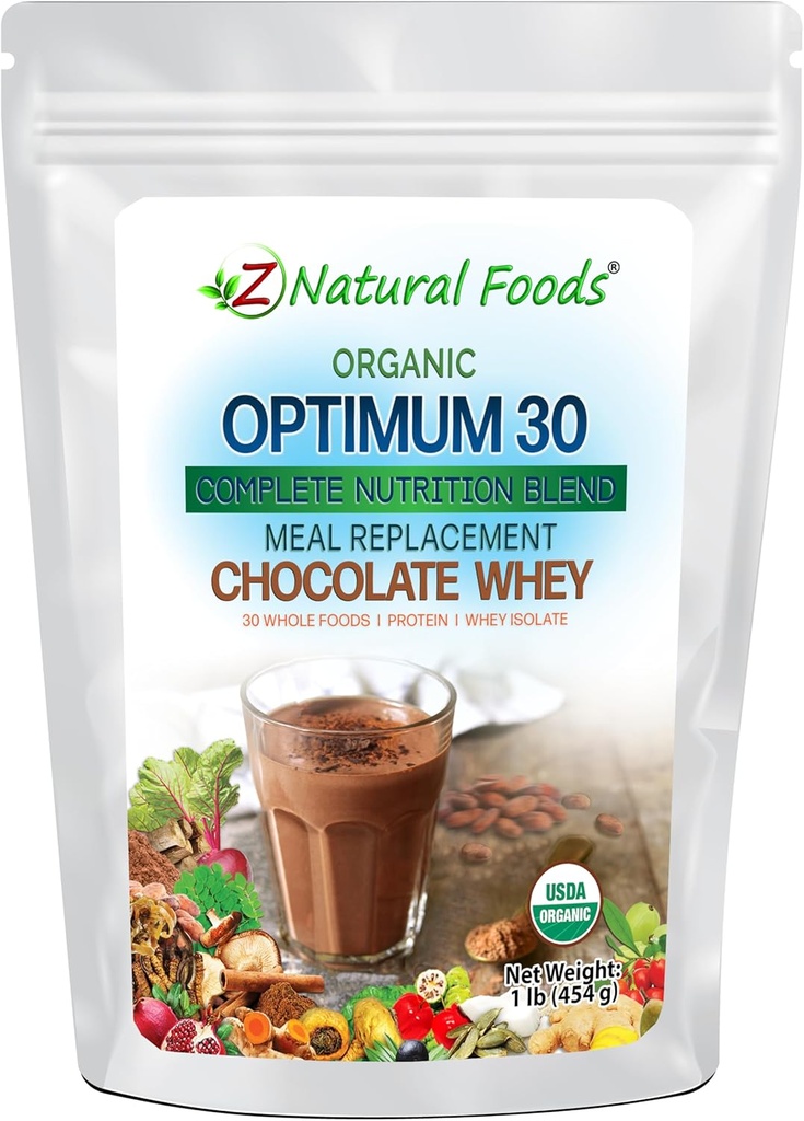 Z Natural Foods Optimum 30 Organic Chocolate Whey Meal Replacement Powder