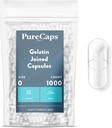 PureCaps USA - Tomme Gelatine kapsler Størrelse 0; 124; 1.000 forenede pills - 124; Clear - 124; Non- GMO Certified - 124; SLS, Gluten, Konserveringsfri