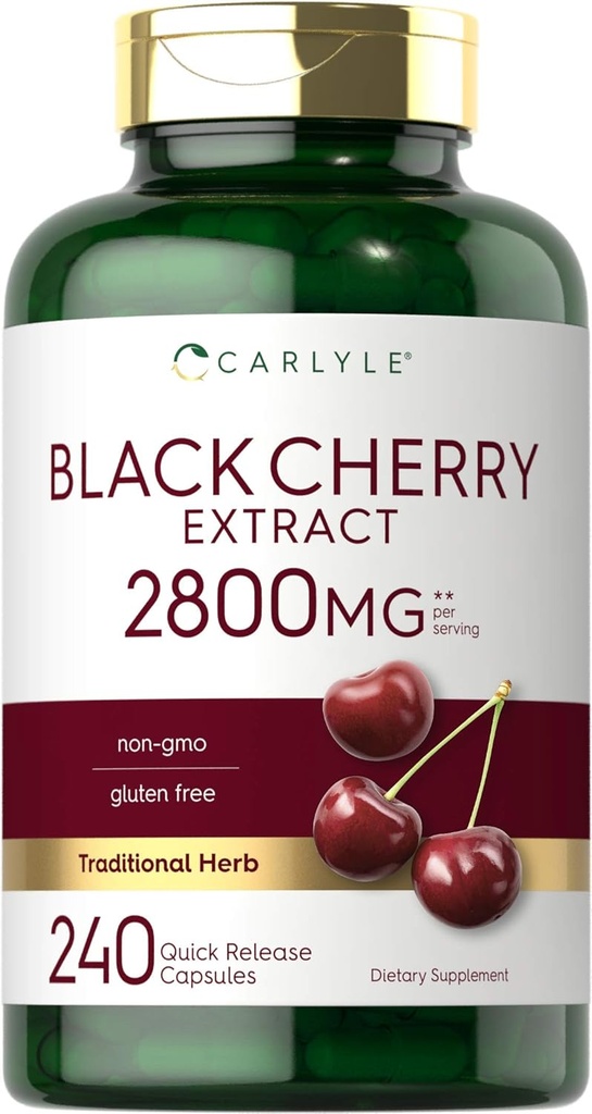 Carlyle Black Cherry Extract Koncentrat 2800 mg 10%; 240 Kapsler 12%; Non- GMO og Gluten Free Formel 12%; Prunus Serotina Supplement