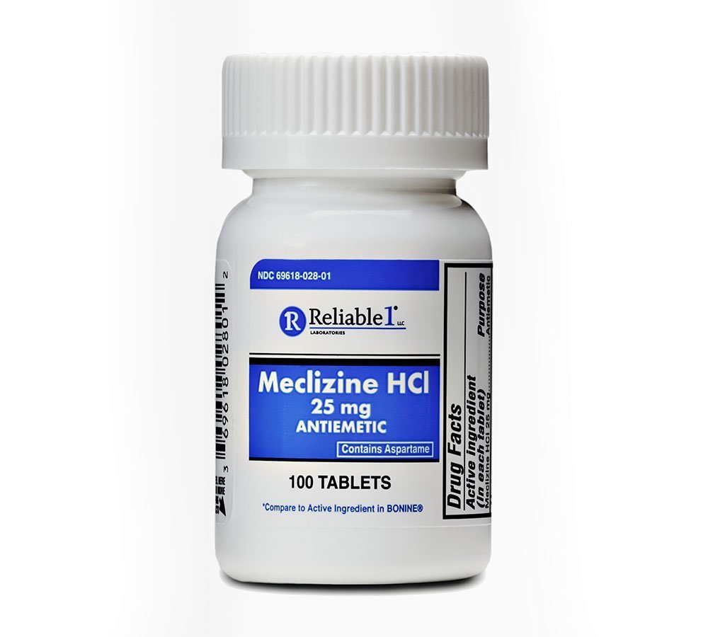 Reliable-1 Laboratories Meclizine HCL 25mg 100 tabletter (1 flaske)