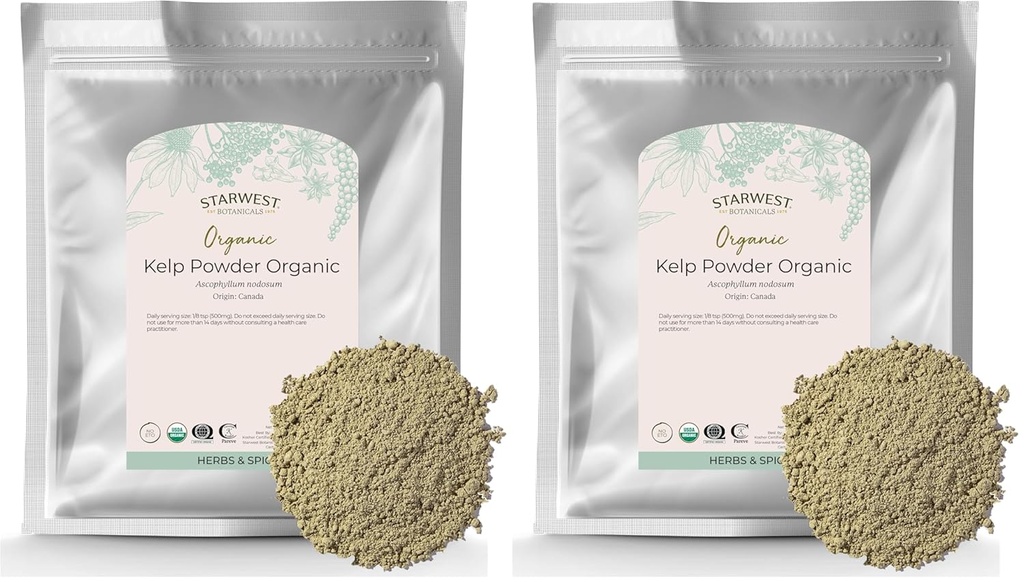 Starwest Botanicals Organic Kelp Powder, 16 Ounce (pakke med 2)