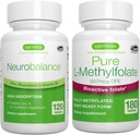 Neurobalance Zink, Magnesium & vitamin B6 + Pure Folate 400mcg Vegan Bundle, Chelated Zink Picolinate 24mg, Oxid- Free Magnesium & Vitamin B6 + Optimeret L- methylfolat, af Igennus