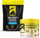 Aduft 100% Whey Protein Powder, Unflavored 2 LB & Hydration + Energy Electrolytes, Orange Mango 40 Servering
