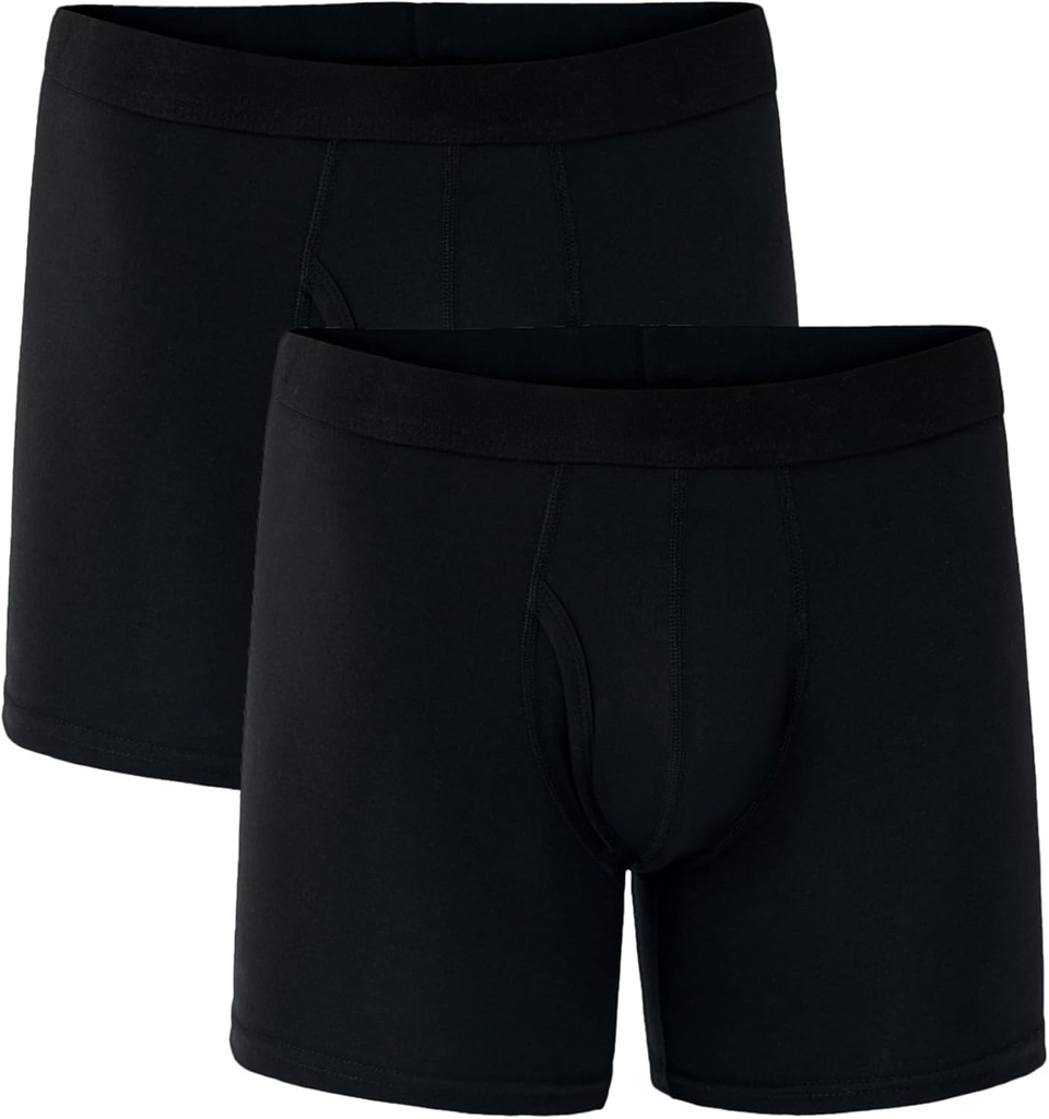 Pagten Mænd Organic Cotton Undertøj Boxer Briefs, Breathable Underbukser med Lodret Fly, 2 Pack