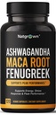 Natgrown Ashwagandha Maca Root Fenugreek Extract Kapsler Supplement for mænd og kvinder - Vegan piller - (120 Greve)