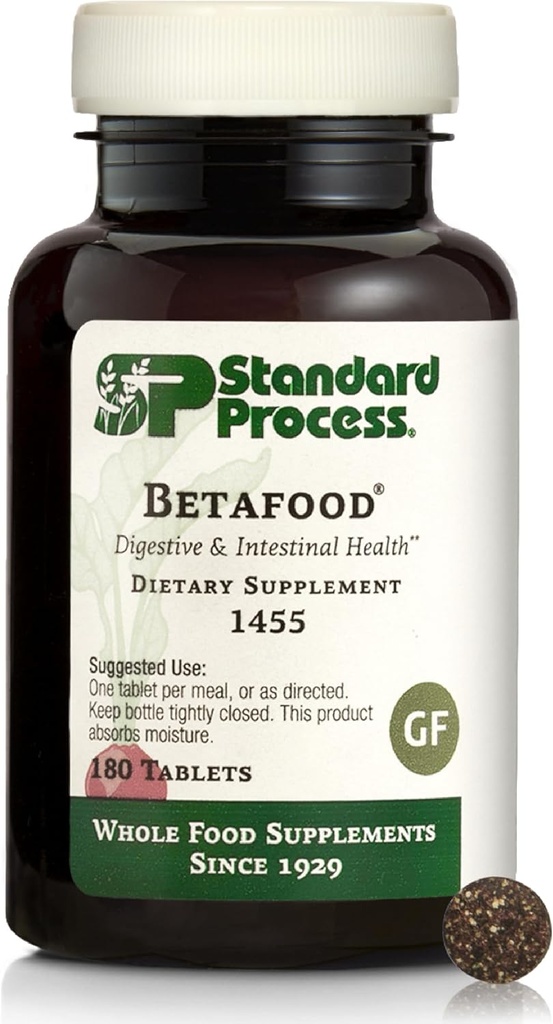 Standard Process Betafood - fordøjelsesmæssig sundhed og leverstøtte supplement med hel kost Blend af havre mel, Økologisk Beet Root, og Økologisk Beet Juice - 180 tabletter