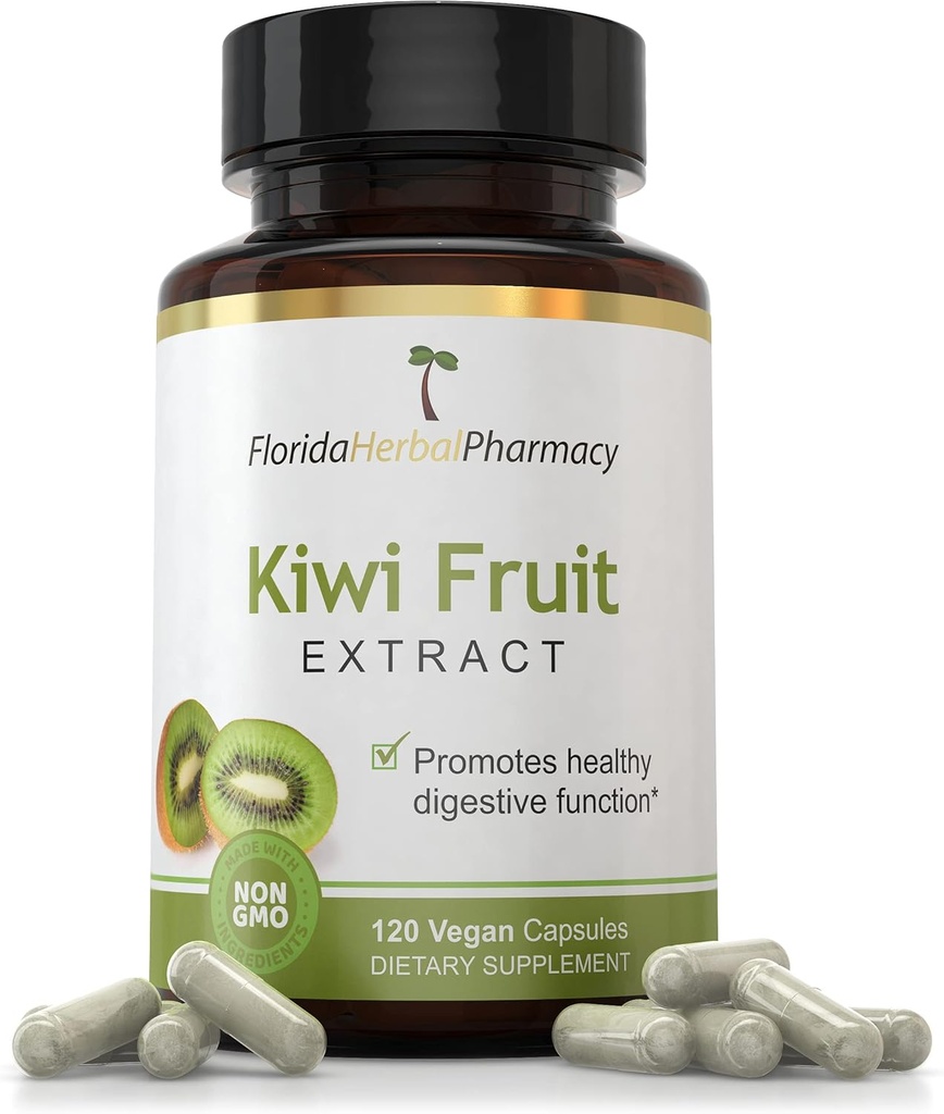 Florida Herbal Apotek, Kiwi Fruit Extract Supplement Kapsler 10: 1 (120 Kapsler) 500 mg per Kapsel, 1000 mg Servering