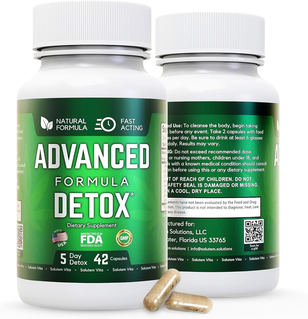 Avanceret Detox rense, Natural Detox & Rense med mælk tidsel, lakrids pulver, og meget mere, Krop Rense Detox for kvinder og mænd, 42 kapsler