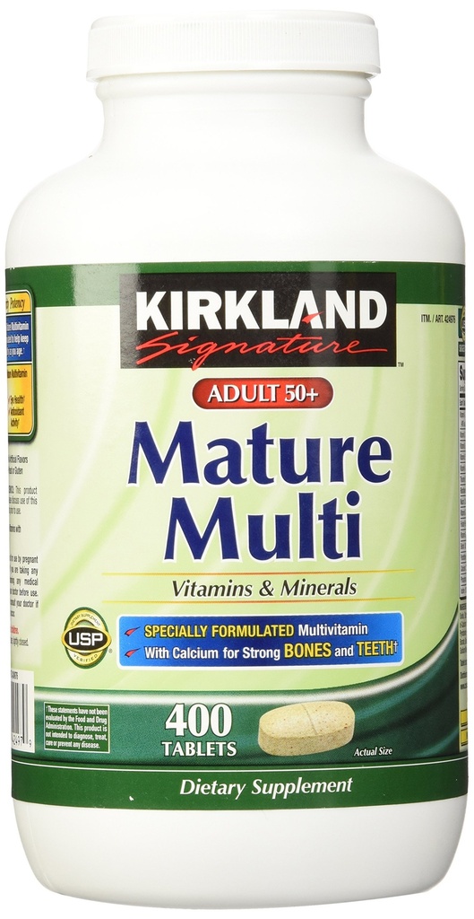 Kirkland Signature Voksne, 50 plus Gamle Multi Vitamin & Mineraler, 400- Count Tablets