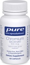 Pure indkapslinger Chrom (Picolinate) 500 mcg - for Lipid & Carbohydrat Metabolisme * - Mineral supplement - Superior Absorption Chrom Supplement - Vegan & Gluten Free - 60 kapsler