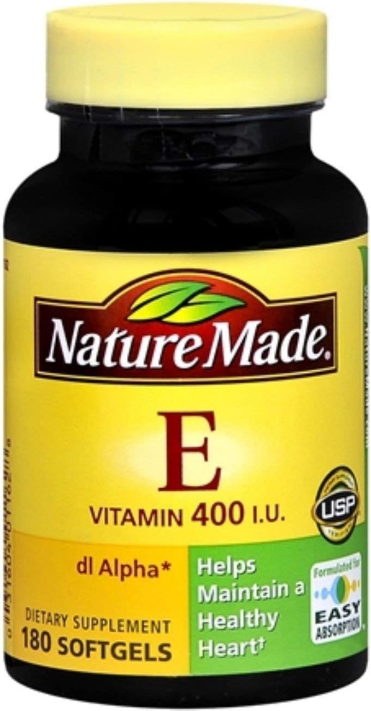 Nature Made dl- Alpha Vitamin E 400 IE Softgels 180 Soft Gels (pakning med 8)