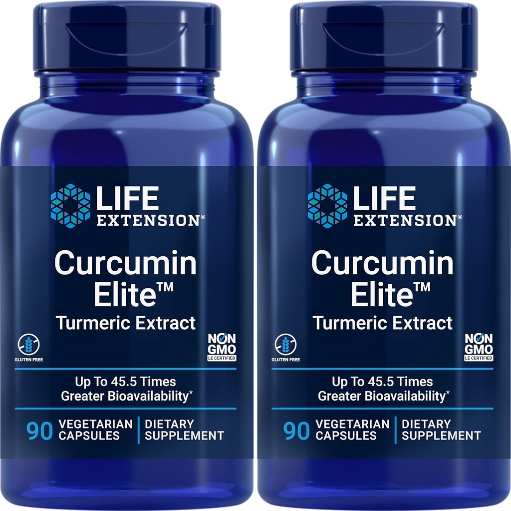Life Extension Curcumin Elite Turmeric Extract, 90 Caps (Pack of 2)
