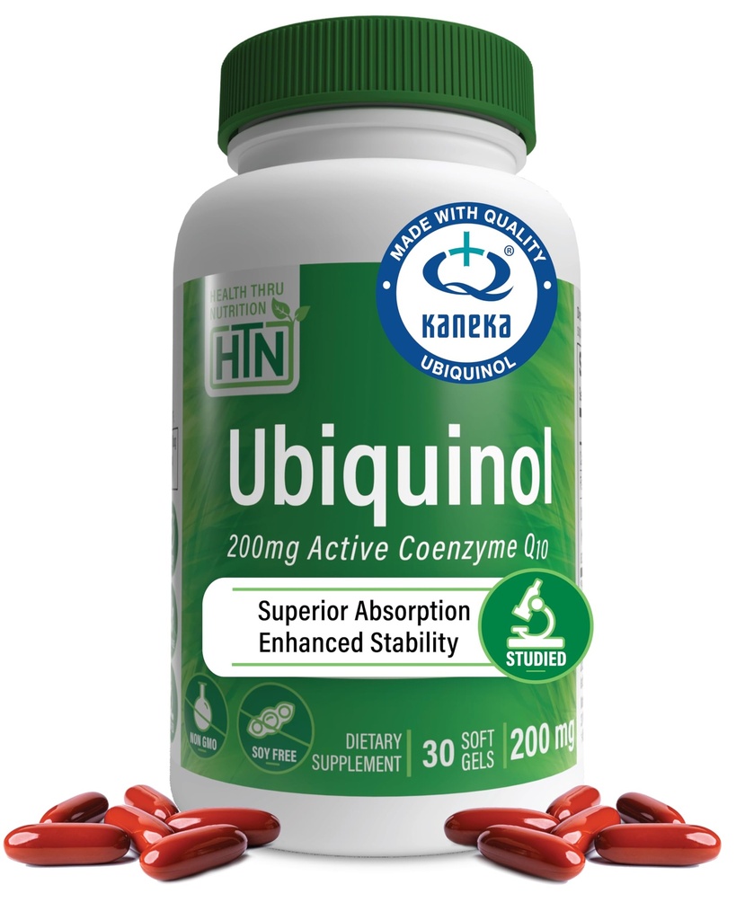 Health Thru Nutrition Ubiquinol 200mg 30 Softgels as Kaneka QH Reduceret CoQ- 10