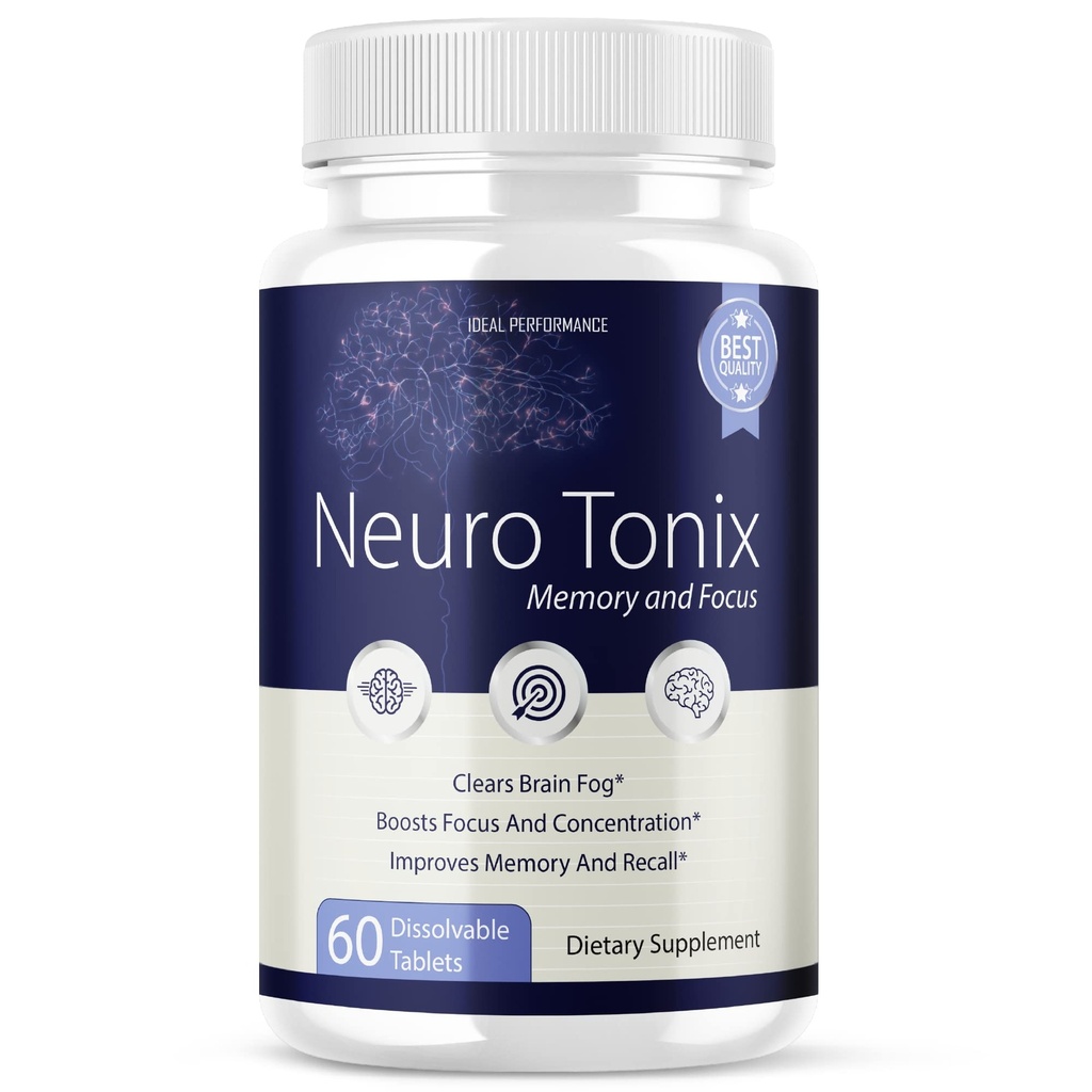 Neurotonix hukommelse supplement - Officiel formel - Neuro Tonix hukommelse tabletter for fokus og hukommelse, Neruotonix hjerne supplement piller, Neuro Tonix avanceret formel for maksimal styrke (60 kapsler)