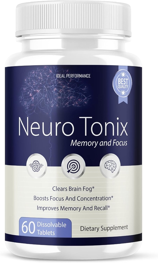 Neurotonix hukommelse supplement - Officiel formel - Neuro Tonix hukommelse tabletter for fokus og hukommelse, Neruotonix hjerne supplement piller, Neuro Tonix avanceret formel for maksimal styrke (60 kapsler)