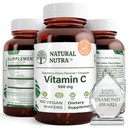Naturlige Nutra C-vitamin supplement til børn og voksne, immunbooster, Hjælper understøtter ben sundhed, Beskyt hud og hjerte sundhed, vegetabilsk kilde, 500 mg, 100 Vegan Wafers