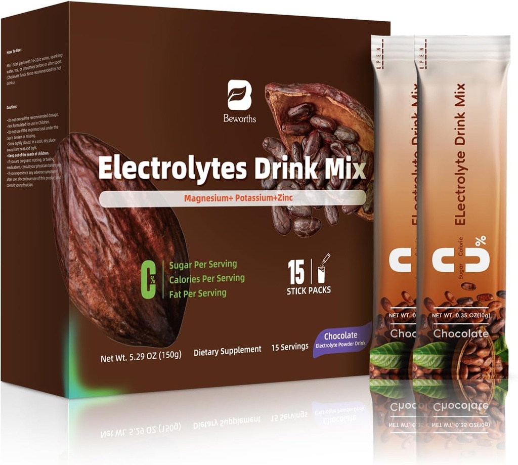 Elektrolyter Powder Pakker til Electrolyte Drink Mix 124; sukkerfri Elektrolyter Pakker med Vitamin & Magnesium Replenish Hydration - 15 sticks