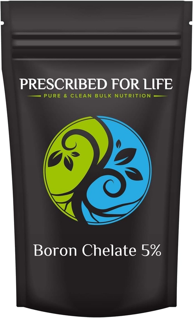Udskrevet for Life Boron Chelate 5% pulver, Natural Boron Supplement for mænd og kvinder, Gluten Free, Vegan, Non GMO (340g)