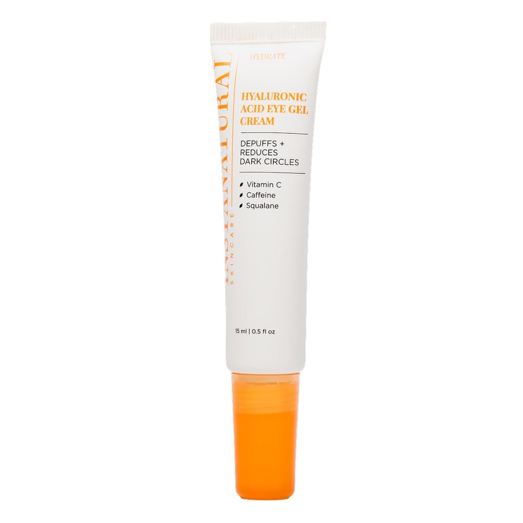 InstaNatural hyaluronsyre Eye Gel Cream, Hydrating Under Eye Cream for Kvinder & Mænd, Nedsætter Puffiness, mørke cirkler og rynker, med C-vitamin, koffein, Squalane & Peptider, 0,5 Fl Oz