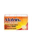 Motrin IB Migræne Relief Liquid Gel Kapsler med 200 mg Ibuprofen per kapsel, Hurtig & effektiv Migræne Hovedpine Medicin med NSAID Smerte Reliever Ibuprofen, Caffe- Free, 80 ng