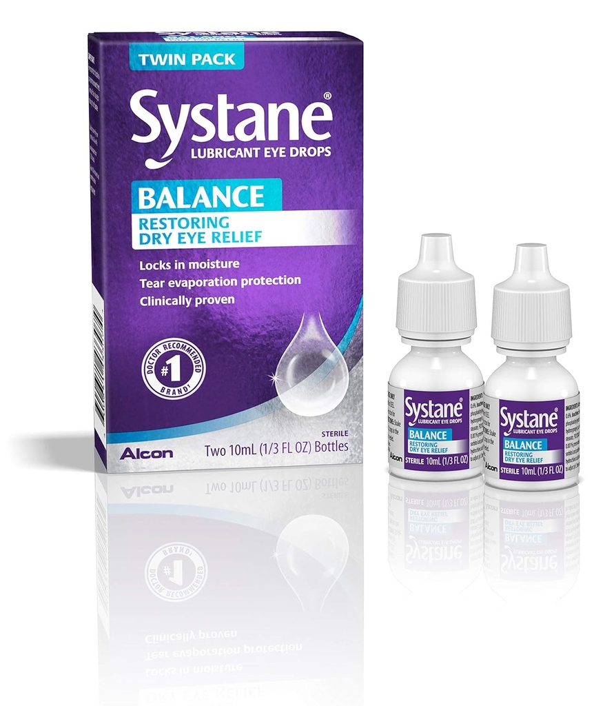 Systane Balance Smøremiddel Øjendråber, Twin Pack, 10- ml hver