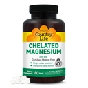 Country Life Chelated Magnesium 250 mg - Understøtter hjerte, ben og muskel sundhed, Vegan- Friendly Magnesium supplement med Magnesiumoxid og Aminosyrechelat, Gluten- fri