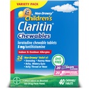 Claritin Børneallergi Medicin, 24- timers non- Drowsy Loraze5mg tyggetabletter, Antihistamin til børn i alderen 2 år og ældre, Grape & Bubble Gum Flavors, 40 tabletter