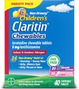 Claritin Children's Allergy Medicine, 24-Hour Non-Drowsy Loratadine 5mg Chewable Tablet, Antihistamine for Kids Ages 2 Years and Older, Grape & Bubble Gum Flavors, 40 Tablets