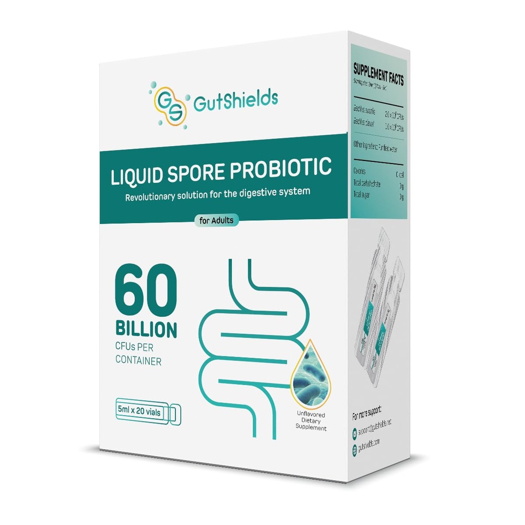 Liquid Spore Probiotic for Voksen, Kvinder & Mænd against 124; Understøtter IBS, Gas, Bloating & Diarrhoa against 124; Forbedre fordøjelsessystemet & immunsystemet
