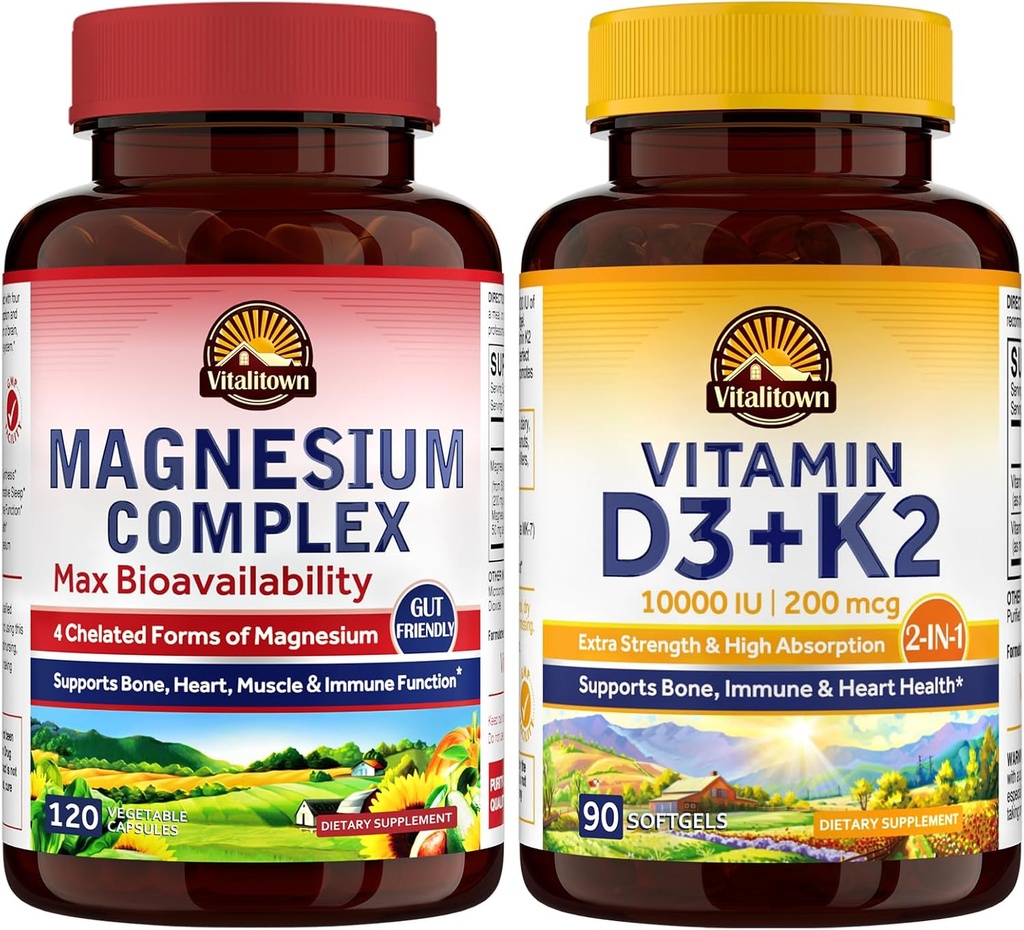 Vitalitown Magnesium Complex & D3- vitamin K2 Bundle (pakke med 2)