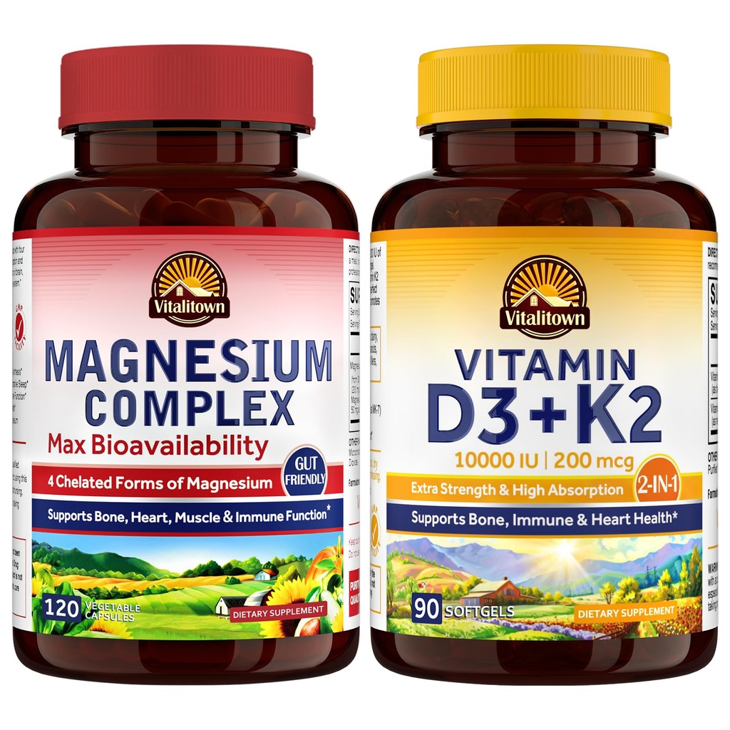 Vitalitown Magnesium Complex & D3- vitamin K2 Bundle (pakke med 2)