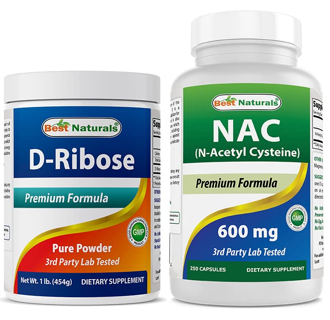 Bedste Naturals D- Ribose Powder 1 Pund & NAC 600 mg