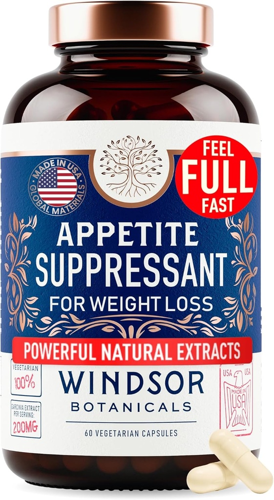 Appetite Suppressant for Weight Loss - Garcinia Cambogia, Glucomannan Appetite Control Supplements and Metabolism Booster for WeightLoss - Lose Weight Fast for Women and Men - 60 Veggie Diet Pills