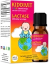 Kiddivit Baby Lactase Drops 1000 Enheder - Gentle fordøjelsesstøtte Enzyme Supplement - 100 Daglige Serveringer - Build- in Dropper, Glaskolbe - Gluten Gratis, Vegetarisk, 1oz