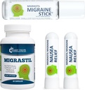 Basic Vigor Migrastil Migræne Support Kit med Migræne Stick, Kapsler & Kvalme Inhaler. Fremstillet i USA