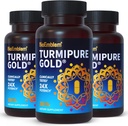 BioEmblem Turmeric Curcumin with Clinically Studied TurmiPure - Joint Support, Healthy Inflammation Turmeric Supplements - 1 Small Cap Daily, 24x More Absorption Than Others - Non-GMO, 90 Serving