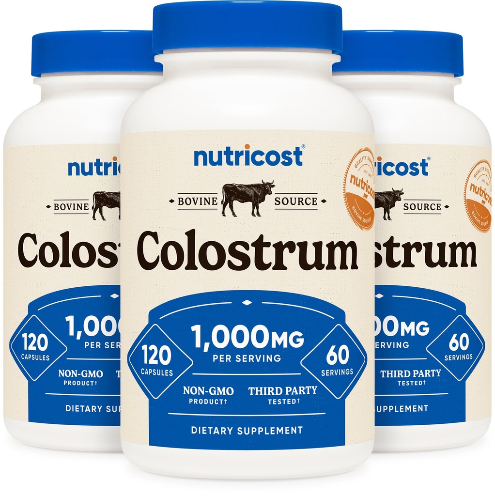 Nutricost Colostrum 1000mg, 120 Caps, 60 Servere (3 flasker)