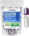 XPRS Nutra Størrelse 3 Tomme kapsler - 100 Tomme Gelatine kapsler - Piller gør det selv Capsule Filling - Pure Bovin Pill Gel Caps til Do- It- Yourself Kosttilskud (Pearl Purple / White)