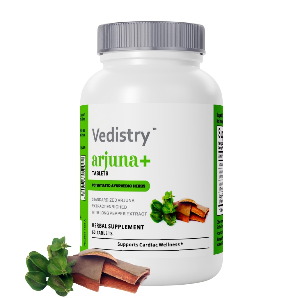 Arjuna + Bark Extract Supplement: 124; 1100mg Arjuna Tablets with Long Pepper for Heart Health & Blood Pressure Support: 124; Organic Herbal Cardivared Supplement: 124; 60 Vegan Tablets:
