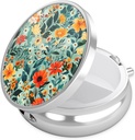 Nipichsha Pill Box, Lille Pill sag for purse & Pocket, Cute Travel Medicine Organizer, Portable Medicine Container Holder til at holde vitaminer, Medicin, Fish Oil & Supplement, B06-Smukke blomster