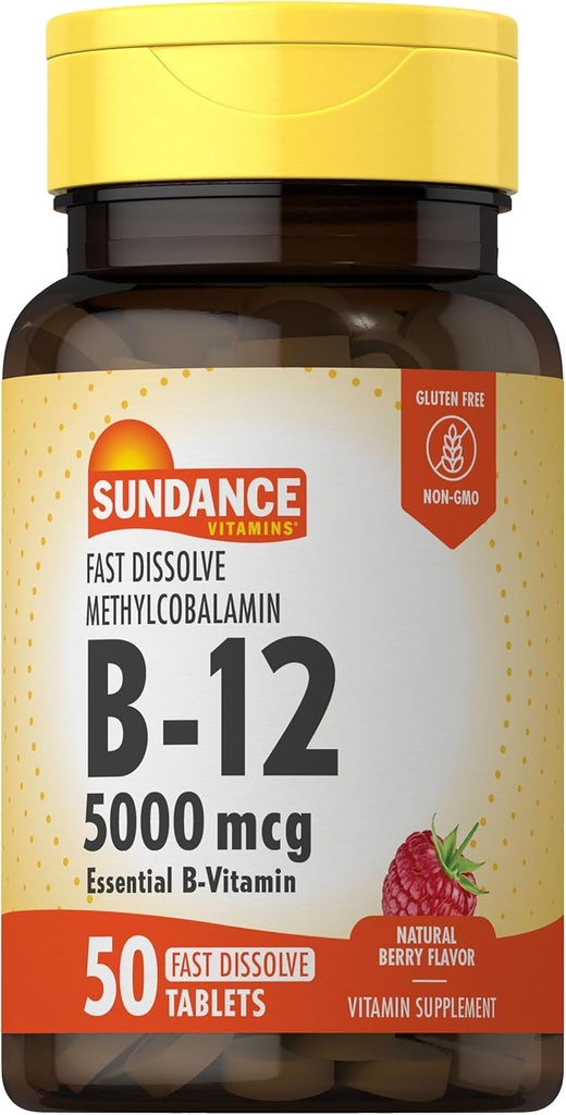 Sundance Vitamin B12 Fast Dissoltion Tabletterne er 124; 5000 mcg