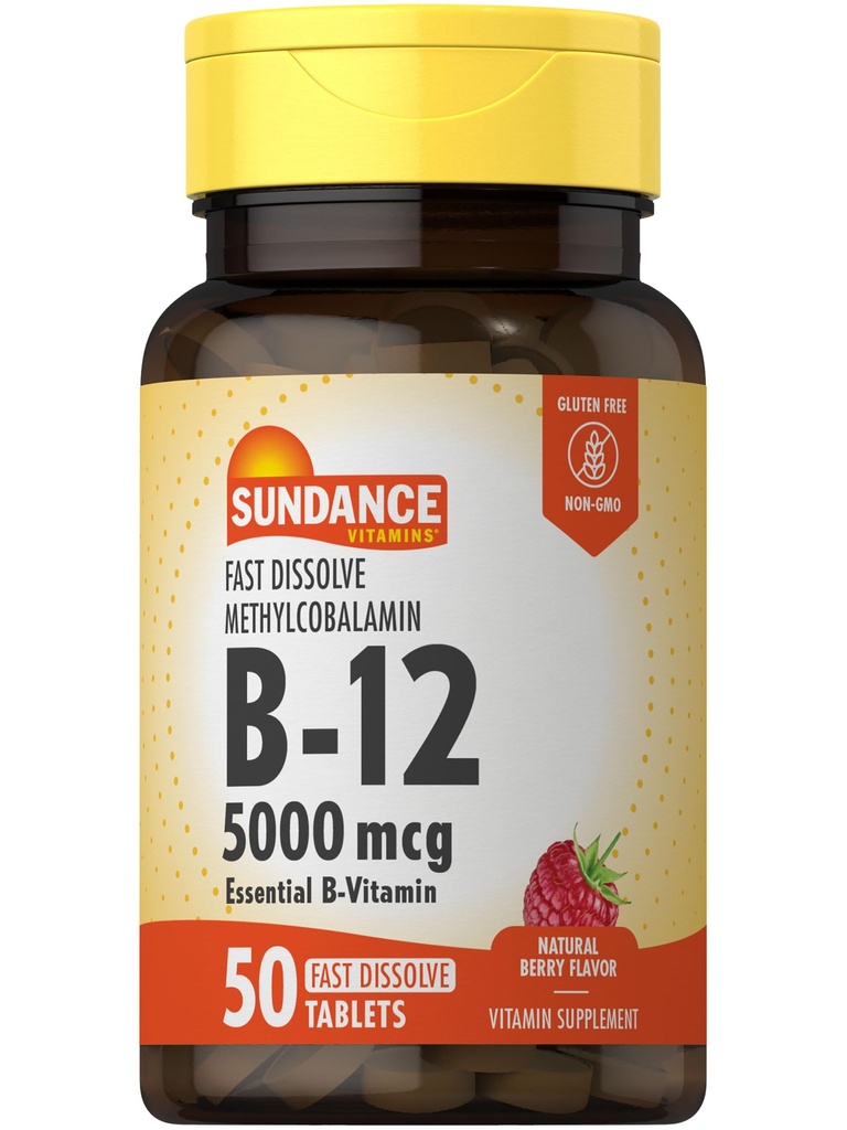 Sundance Vitamin B12 Fast Dissoltion Tabletterne er 124; 5000 mcg