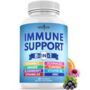 NEW AGE 8 i 1 immunforsvar Booster tillæg med Echinacea, C-vitamin og zink 50mg, D-vitamin 5000 IE, gurkemeje & Ingefær, B6, Elderberry 60 Greve (pakke med 1)